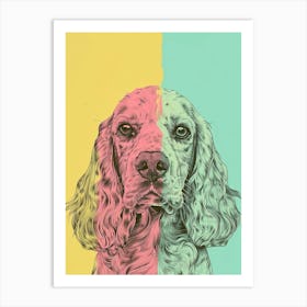 English Cocker Spaniel Dog Pastel Line Illustration 4 Art Print