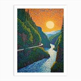 Columbia River Washington Retro Pop Art 10 Art Print