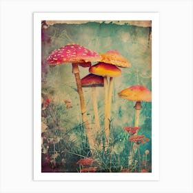 Retro Kitsch Mushroom Collage 3 Art Print