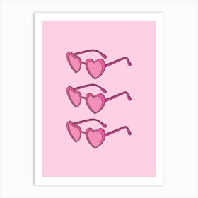 Pink Heart Sunglasses 1 Art Print