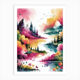 A Watercolor Painting Landscape Art Print