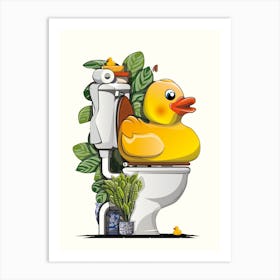 Rubber Duck On The Toilet Art Print