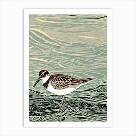 Dunlin Linocut Bird Art Print