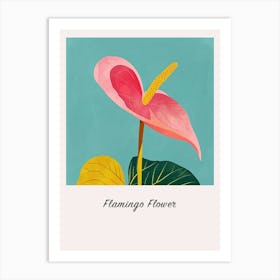 Flamingo Flower Square Flower Illustration Poster Art Print