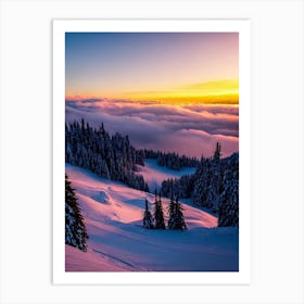 Alta Badia, Italy Sunrise Skiing Poster Art Print