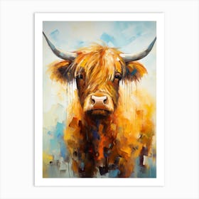 Brushstroke Portrait Of Highland Cow 2 Art Print