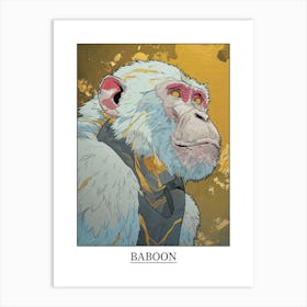 Baboon Precisionist Illustration 2 Poster Art Print