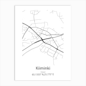 Kiiminki,Finland Minimalist Map Art Print