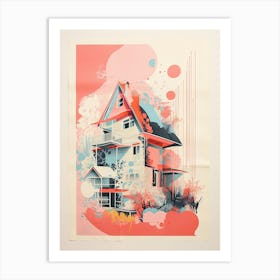 A House In Washington, Abstract Risograph Style 1 Art Print