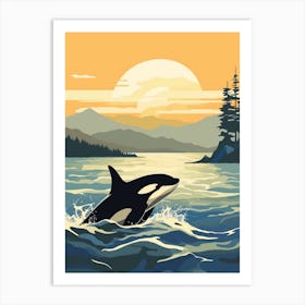 Clean Graphic Design Illustration Of Orca Whale Art Print