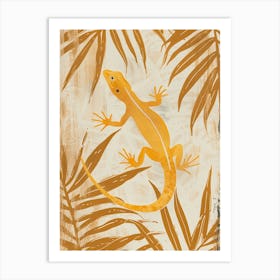 Lizard In The Leaves Block Print 2 Art Print