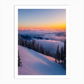 Kronplatz, Italy Sunrise Skiing Poster Art Print