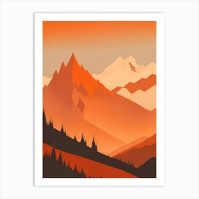 Misty Mountains Vertical Composition In Orange Tone 86 Art Print