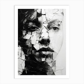 Fractured Identity Abstract Black And White 6 Art Print