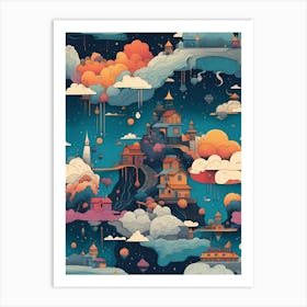 Clouds And Houses In The Sky Art Print