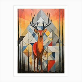 Deer Abstract Pop Art 8 Art Print