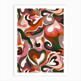 Abstract Retro Hearts 1 Art Print