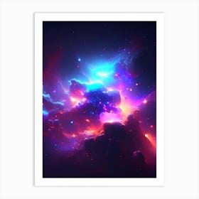 Galaxy Cluster Neon Nights Space Art Print