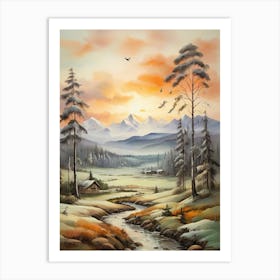 Sunset In The Mountains 17 Art Print