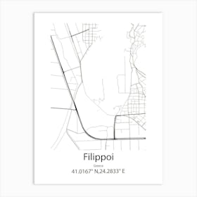 Filippoi,Greece Minimalist Map Art Print