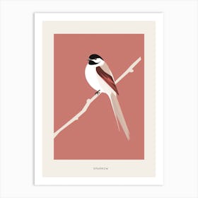 Minimalist Sparrow 3 Bird Poster Art Print