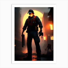 Man Holding A Gun Art Print