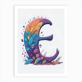 Colorful Letter E Illustration 56 Art Print