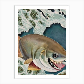 Cookie Cutter Shark Vintage Graphic Watercolour Art Print