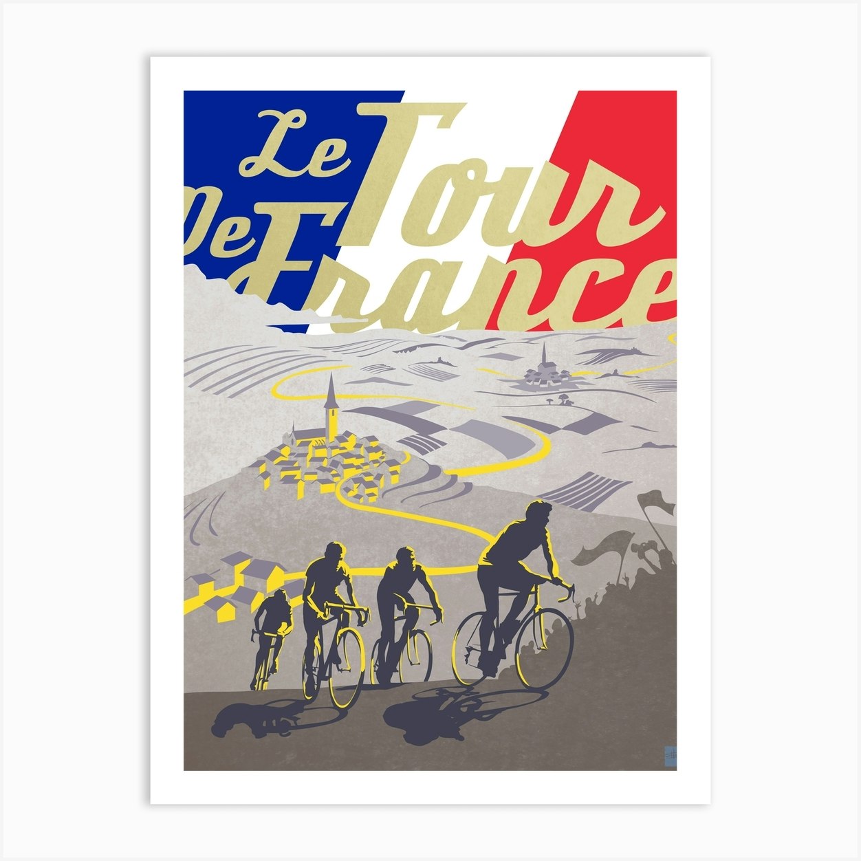 Retro Tour De France Art Print by SF Design Studio - Fy