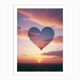 Heart At Sunset Stock Videos & Royalty-Free Footage Art Print