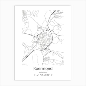 Roermond,Netherlands Minimalist Map Art Print