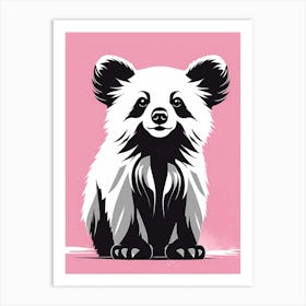 Playful Red Panda cub On Solid pink Background, modern animal art, baby red panda Art Print