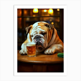 Bulldog With A Beer Art Print