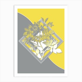 Vintage Malmedy Rose Botanical Geometric Art in Yellow and Gray n.431 Art Print