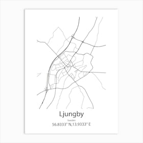 Ljungby,Sweden Minimalist Map Art Print