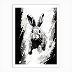 Rabbit Prints Ink Drawing Black And White 5 Art Print