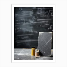 Abstract Communication Captured In A Photo Closeup Of A Grey Slate Smooth Smudged Chalk Surface De (3) Art Print