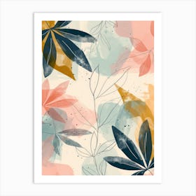 Abstract Watercolor Leaves Art Print