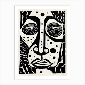 Geometric Linework Face Portrait 2 Art Print