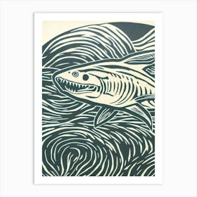 Salmon Shark Linocut Art Print