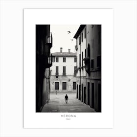Poster Of Verona, Italy, Black And White Analogue Photography 2 Art Print