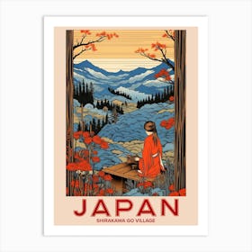 Shirakawa Go Village, Visit Japan Vintage Travel Art 3 Art Print
