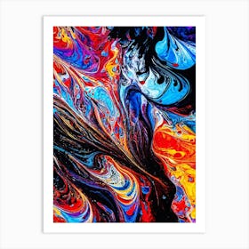 Abstract Digital Art Piece Capturing The Essence Of Chaos Interwoven With Beauty Swirling Vibrant C Art Print