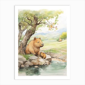 Storybook Animal Watercolour Capybara 1 Art Print