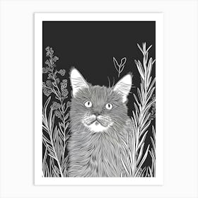 Selkirk Rex Cat Minimalist Illustration 2 Art Print