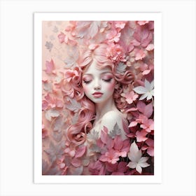 Beautiful Girl With Pink Hair Art Print