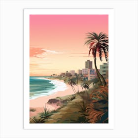 An Illustration In Pink Tones Of Panama City Beach Florida 2 Art Print