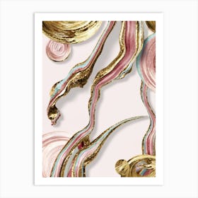 Gold And Pink Swirls Art Print