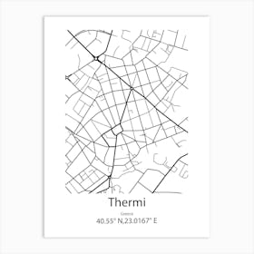 Thermi,Greece Minimalist Map Art Print