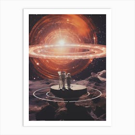 Couple dancing in space under the rings of Saturn Art Print